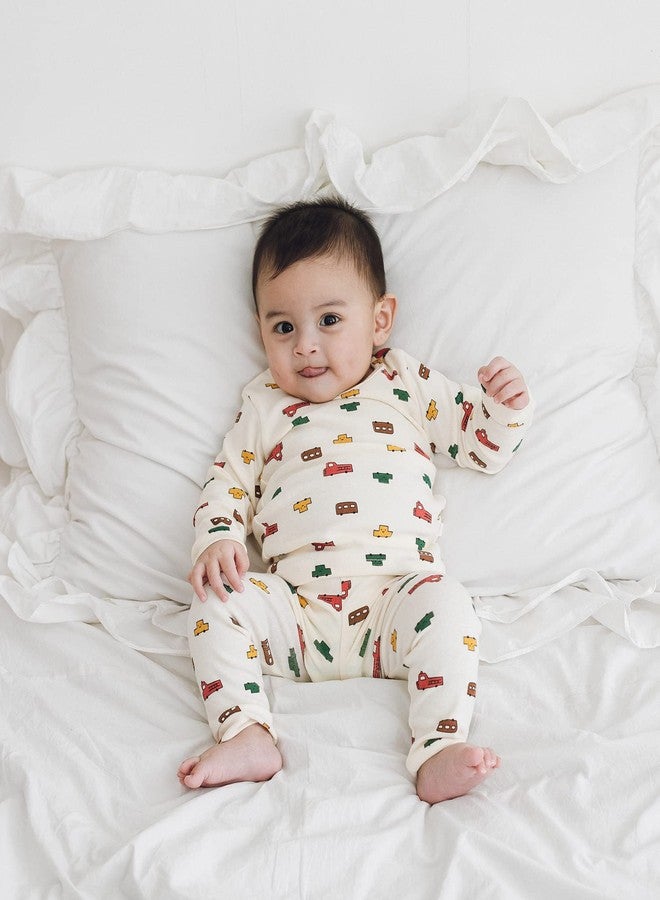 AVAUMA Baby Boys Girls Pajama Set 6M-8T Kids Cute Toddler Snug fit Pjs Cotton Sleepwear (MiniCar_Ivory M) - Image 4
