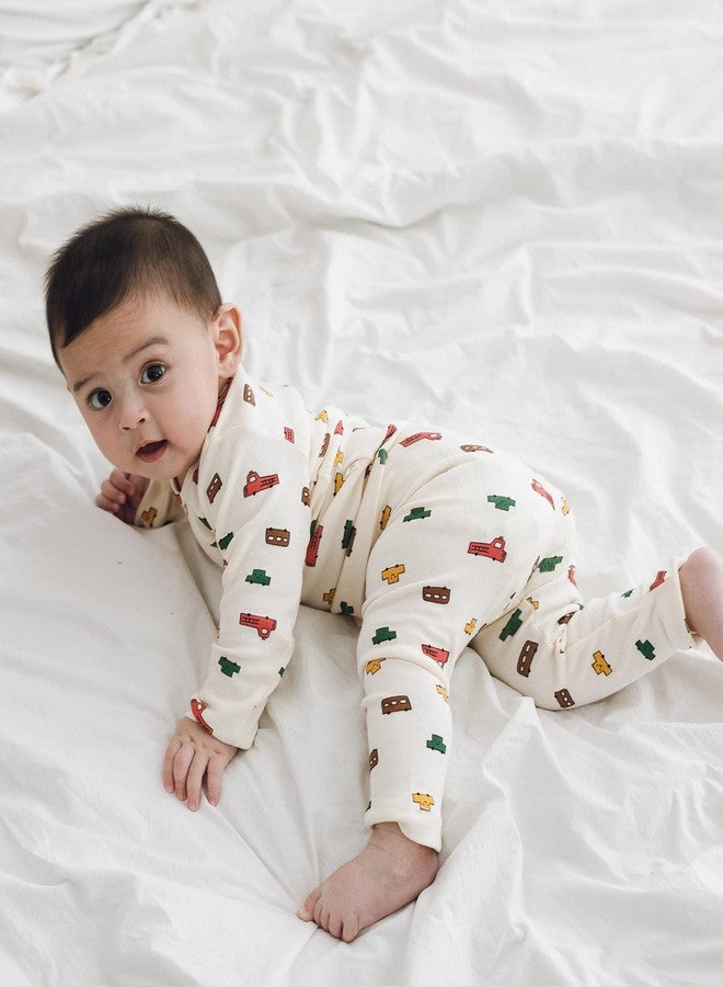 AVAUMA Baby Boys Girls Pajama Set 6M-8T Kids Cute Toddler Snug fit Pjs Cotton Sleepwear (MiniCar_Ivory M) - Image 5