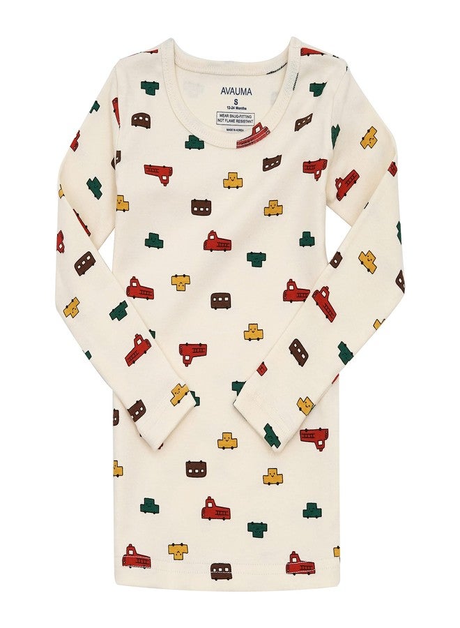 AVAUMA Baby Boys Girls Pajama Set 6M-8T Kids Cute Toddler Snug fit Pjs Cotton Sleepwear (MiniCar_Ivory M) - Image 2