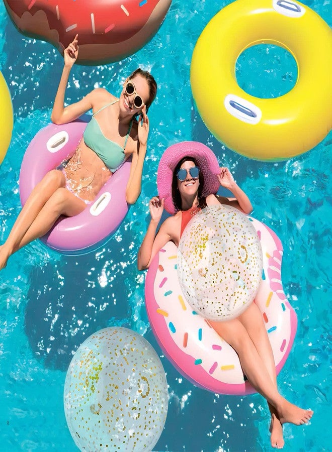 FuturePlusX كرات شاطئية لامعة FUTUREPLUSX بحجم 16 بوصة، 2 قطعة كرات سباحة قابلة للنفخ مع بريق ذهبي لحفلات عيد ميلاد الأطفال وصيف السباحة - Image 3