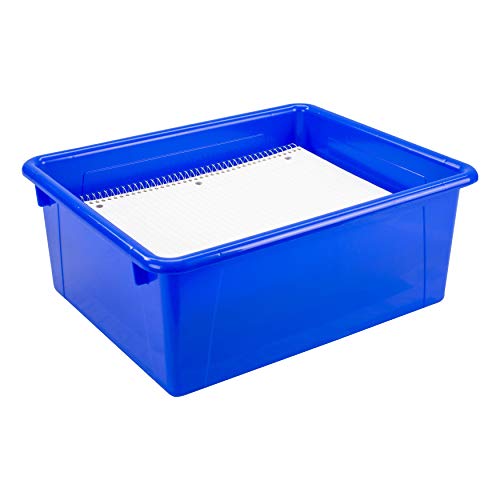 Storex Letter Size Deep Storage Tray – Organizer Bin for Classroom, Office and Home, Blue, 5-Pack (62524A05C), 10 x 13 x 5 Inches - Image 5