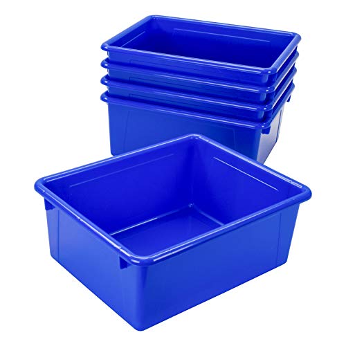 Storex Letter Size Deep Storage Tray – Organizer Bin for Classroom, Office and Home, Blue, 5-Pack (62524A05C), 10 x 13 x 5 Inches - Image 3