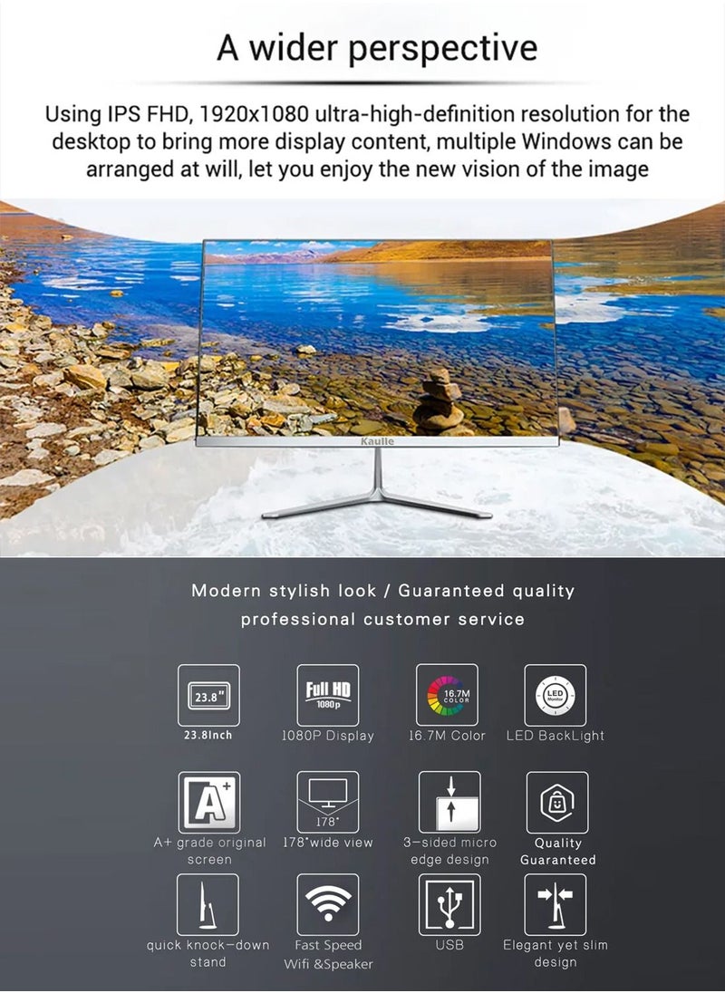 Kaulle - Desktop Computer All In One PC 23.8 Inch,‎Intel Core I5 3320M Processor,8 GB Ram, 256 GB Ssd,With Keyboard And Mouse,Windows 10 Pro All In One Desktop Computer White KLL2381 - Image 1