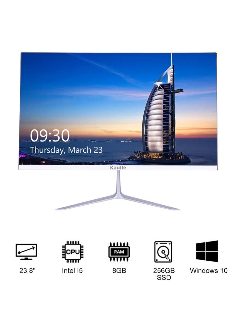 Kaulle - Desktop Computer All In One PC 23.8 Inch,‎Intel Core I5 3320M Processor,8 GB Ram, 256 GB Ssd,With Keyboard And Mouse,Windows 10 Pro All In One Desktop Computer White KLL2381 - Image 1