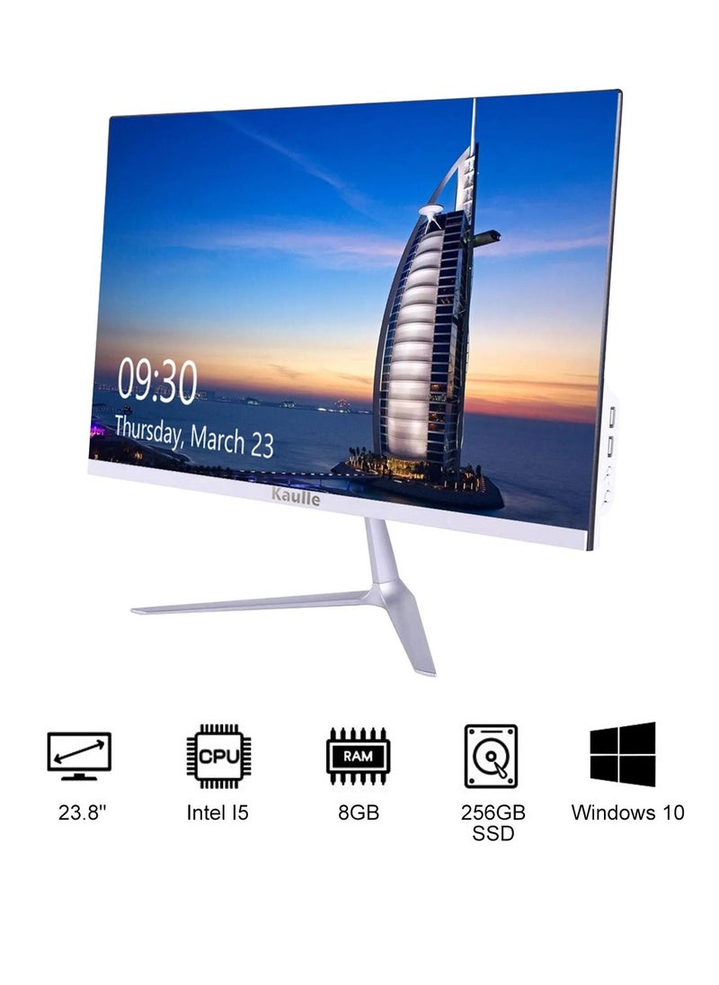 Kaulle - Desktop Computer All In One PC 23.8 Inch,‎Intel Core I5 3320M Processor,8 GB Ram, 256 GB Ssd,With Keyboard And Mouse,Windows 10 Pro All In One Desktop Computer White KLL2381 - Image 1