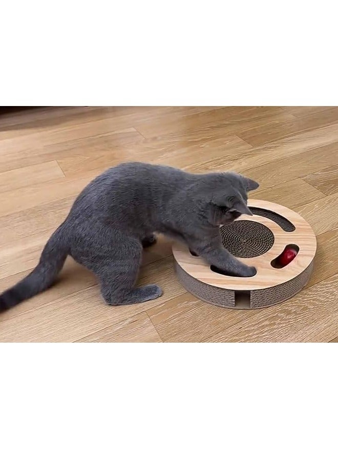 Arabest Cat Toy 3in 1 Kitten Puzzles Toys for Bored Indoor Cats with Cardboard and 2 Bell Balls Round Cats Scratcher - Image 2