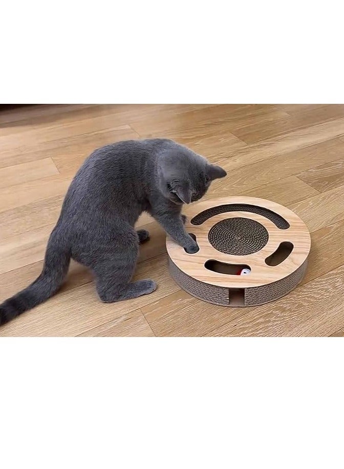 Arabest Cat Toy 3in 1 Kitten Puzzles Toys for Bored Indoor Cats with Cardboard and 2 Bell Balls Round Cats Scratcher - Image 3