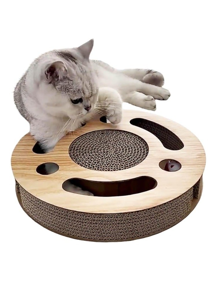 Arabest Cat Toy 3in 1 Kitten Puzzles Toys for Bored Indoor Cats with Cardboard and 2 Bell Balls Round Cats Scratcher - Image 1