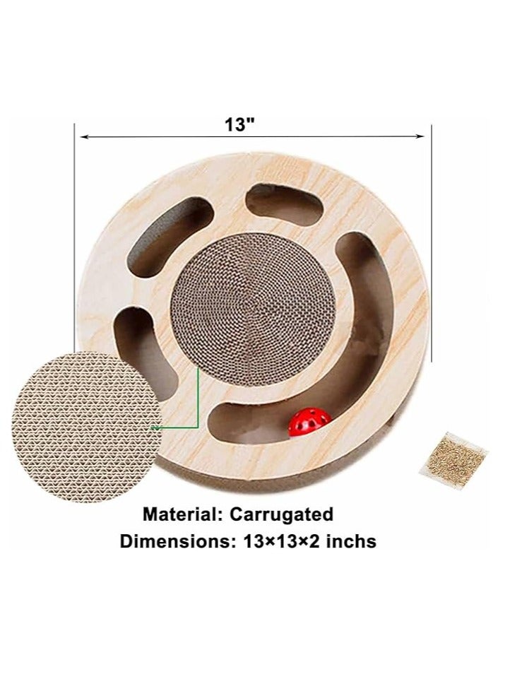 Arabest Cat Toy 3in 1 Kitten Puzzles Toys for Bored Indoor Cats with Cardboard and 2 Bell Balls Round Cats Scratcher - Image 4