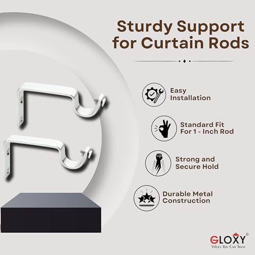 GLOXY ENTERPRISE Aluminium Single Diamond Curtain Brackets Parda Holders with Support Fittings 1 Inch Rod Pocket Finials Designer Door and Window (Coffee 2 Pair) - Image 5