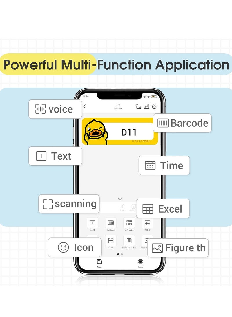 NIIMBOT - NIIMBOT Label Maker Machine D11 Label Printer Tape Included Portable Wireless Connection Multiple Templates Available for Phone Pad Easy to Use Office Home Organization USB Rechargeable - Image 1