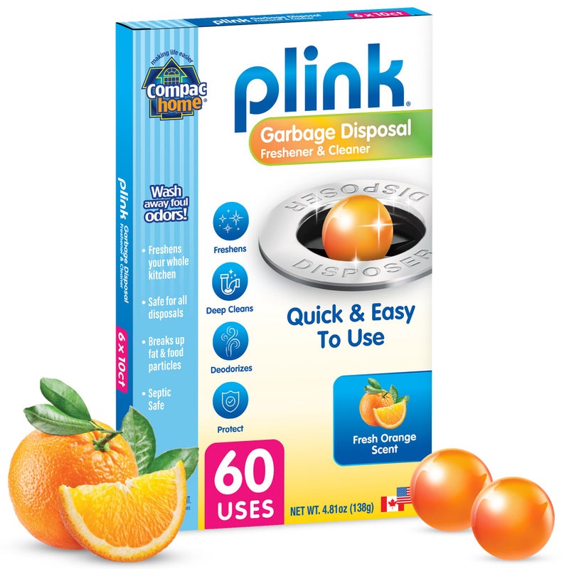 Compac Home Plink Garbage Disposal Cleaner and Deodorizer 60ct VALUE PACK - Orange - Image 1