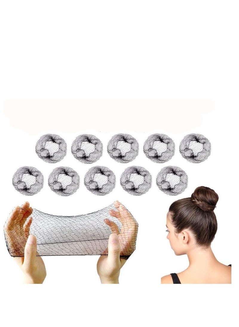 10 Pcs Invisible Hair Net - Elastic Edge Mesh Hair Bun Holder for Dance Gymnastics Women Girls Black - Image 1