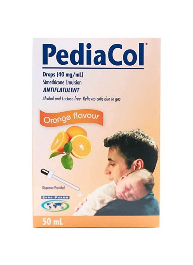 Pediacol - Pediacol Antiflatulent Colic Relief Orange Flavor Drops for Babies - lactose free, alcohol free 50 ml - Image 1