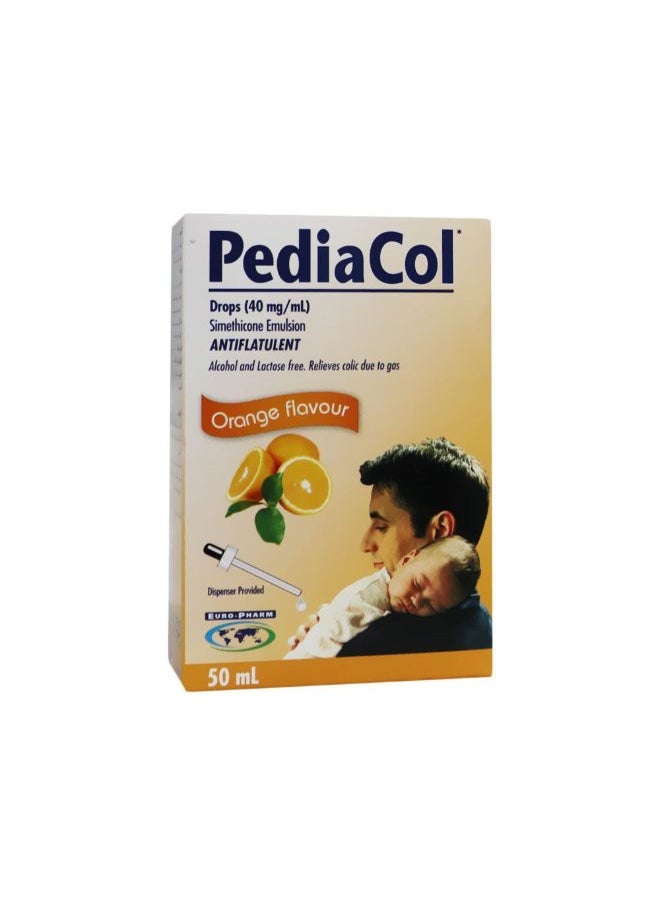 Pediacol - Pediacol Antiflatulent Colic Relief Orange Flavor Drops for Babies - lactose free, alcohol free 50 ml - Image 1