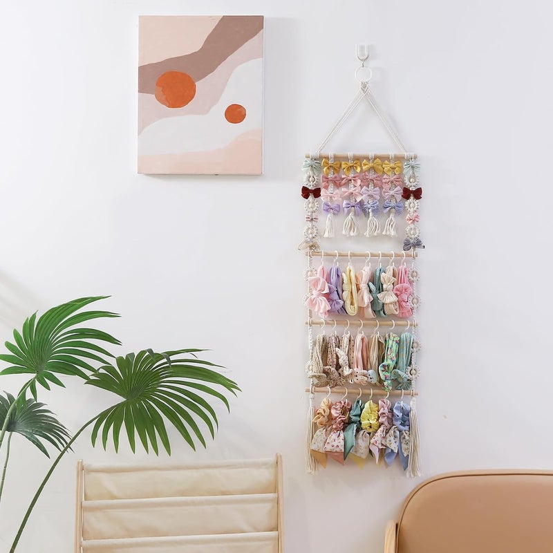 GRDYEAAR Bow Organizer for Girls Claw Clip Organizer Bow Hanger for Girls Baby Girl Nursery Decor Toddler Hair Accessory OrganizerHanging Organizer - Image 2