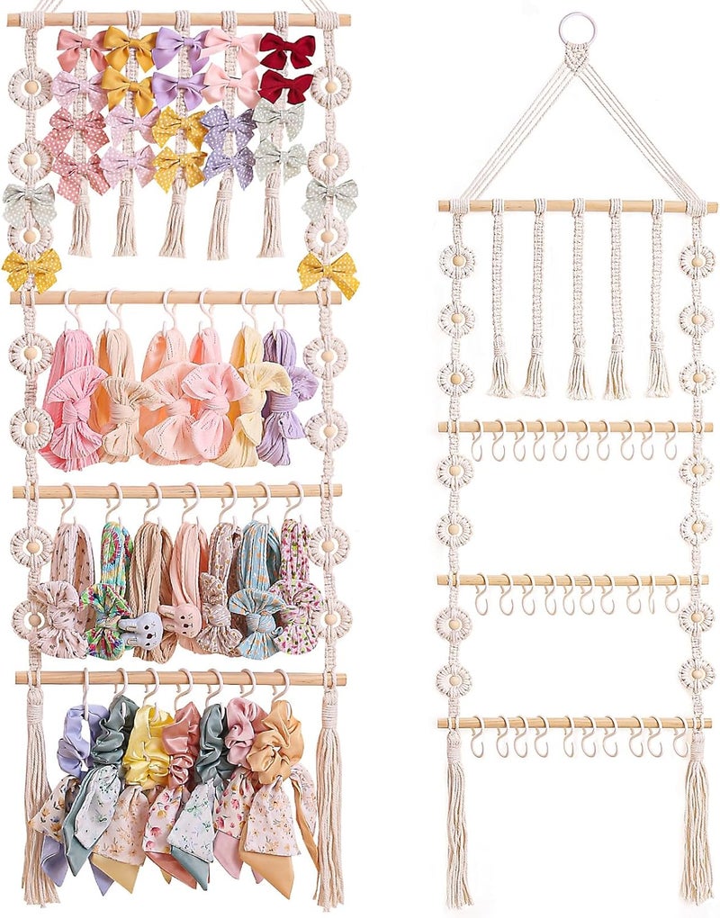 GRDYEAAR Bow Organizer for Girls Claw Clip Organizer Bow Hanger for Girls Baby Girl Nursery Decor Toddler Hair Accessory OrganizerHanging Organizer - Image 1