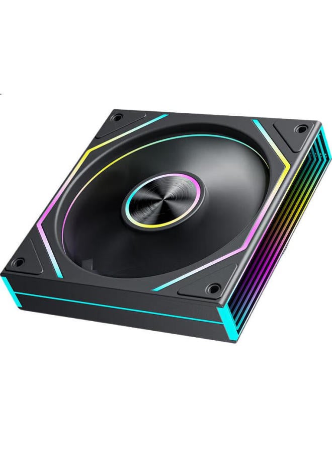 aigo مروحة صندوق الكمبيوتر Aigo Aurora Z13 Pro سوداء شفرة عكسية Argb 5V3 دبوس مزامنة اللوحة الأم 12 سم/تحكم في درجة الحرارة PWM/مرآة لانهائية - Image 2