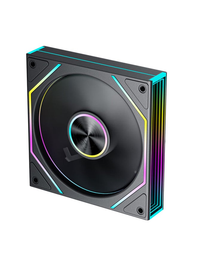 aigo مروحة صندوق الكمبيوتر Aigo Aurora Z13 Pro سوداء شفرة عكسية Argb 5V3 دبوس مزامنة اللوحة الأم 12 سم/تحكم في درجة الحرارة PWM/مرآة لانهائية - Image 3