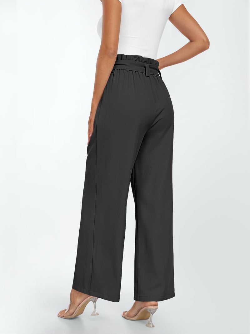 LILLUSORY Wide Leg Dress Work Pants Womens Petite Palazzo 2025 Flowy Trousers Slacks High Waisted Paperbag Business Casual Outfits Clothes Office Cute Teacher Straight Dressy Clothing Black - Image 5