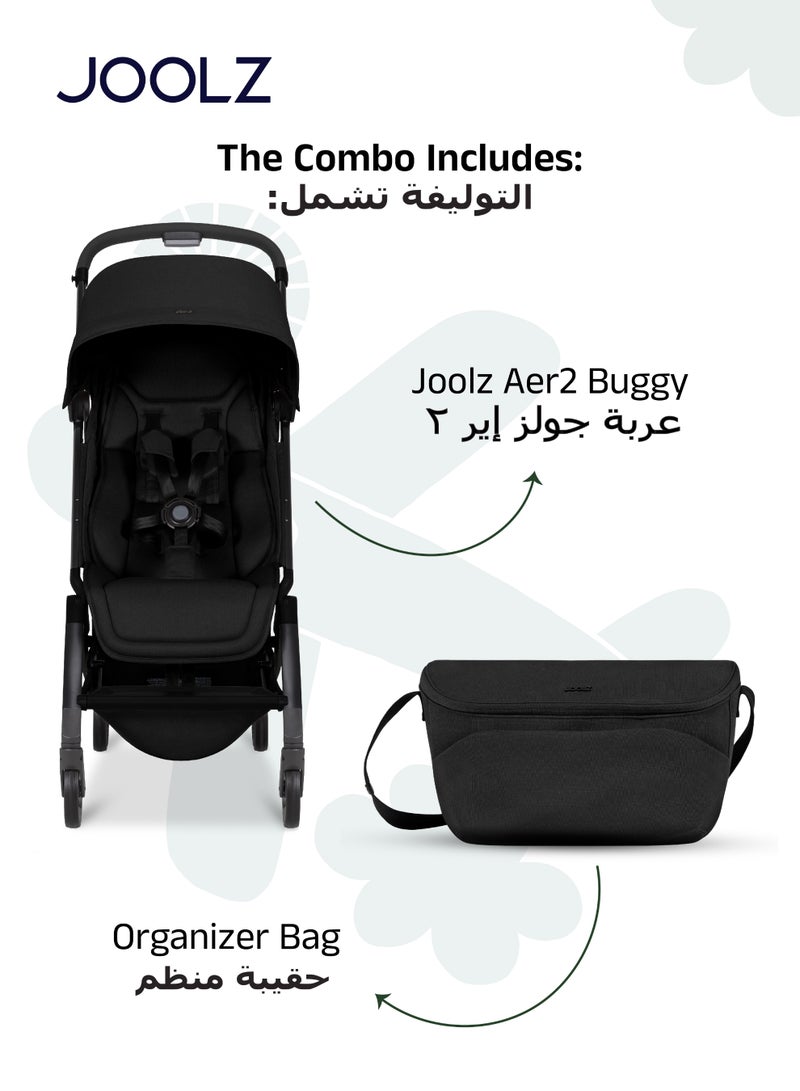 JOOLZ Aer² Ultra-Compact Lightweight Buggy | Space Black + Organizer Bag | One-Hand Fold | Newborn to Toddler | Airplane Compatible | 45x52x105 cm - Image 3