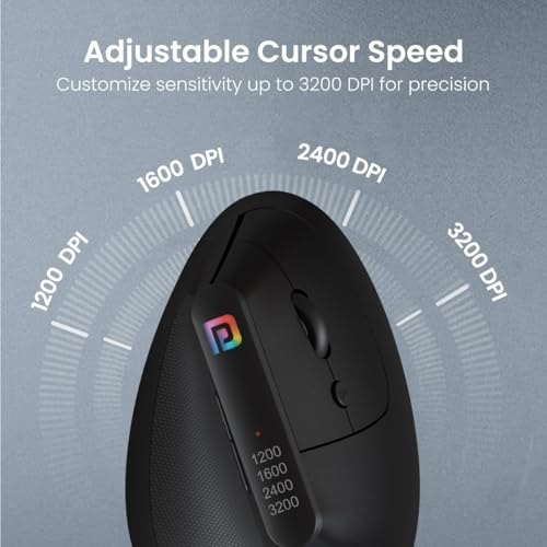 Portronics Toad Ergo Vertical Advanced Wireless Ergonomic Mouse 2.4Ghz, 6D Button, Wrist Support, Adjustable DPI Upto 3200, Supports Hand Posture(Black) - Image 4