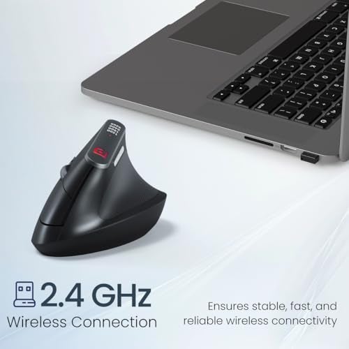 Portronics Toad Ergo Vertical Advanced Wireless Ergonomic Mouse 2.4Ghz, 6D Button, Wrist Support, Adjustable DPI Upto 3200, Supports Hand Posture(Black) - Image 2