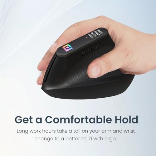 Portronics Toad Ergo Vertical Advanced Wireless Ergonomic Mouse 2.4Ghz, 6D Button, Wrist Support, Adjustable DPI Upto 3200, Supports Hand Posture(Black) - Image 3