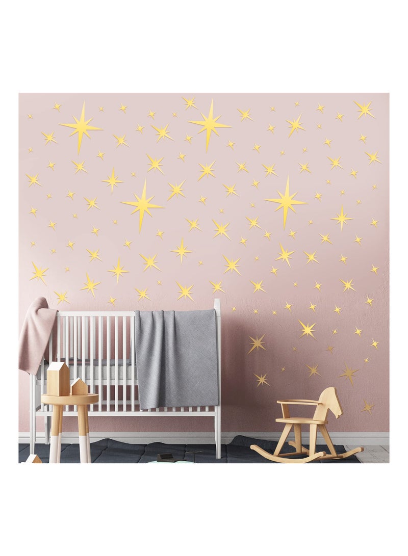 Luckam 82 Pieces Removable Mirror Wall Stickers 3D Acrylic Setting Sticker Decal for Home Living Room Bedroom Decor Gold Star Style - Image 2