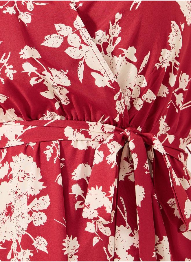 Styli Floral Wrap Midi Dress  - Image 4