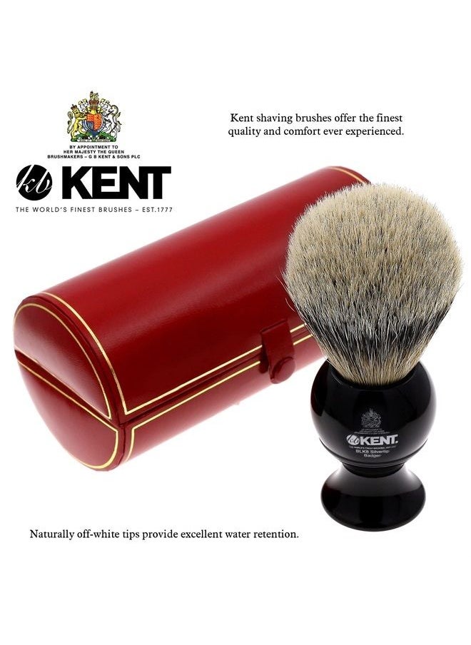 KENT - Kent BLK8 Shaving Brush with Soft Silvertip Badger Bristles and Black Resin Handle to use with Shave Cream or Soap for a Perfect Lather. Luxury Shaving Since 1777, Made in England - Image 1
