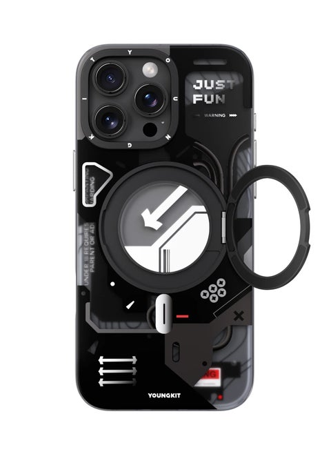 Cyberpunk 360° Rotating Ring Stand Case with Magnetic Kickstand for iPhone 16 Pro Max