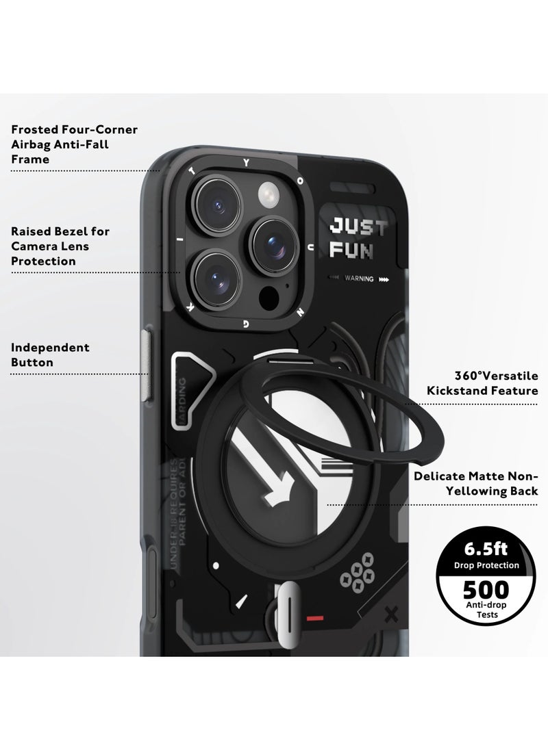 Cyberpunk 360° Rotating Ring Stand Case with Magnetic Kickstand for iPhone 16 Pro Max