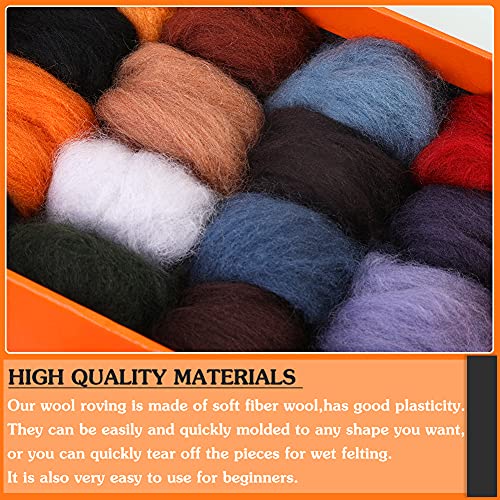 Mayboos 30 Colors Wool Roving Yarn for Needle Felting - DIY Craft Fiber Wool for Wet Felting - 3g/Color (Dark Color) - Image 4