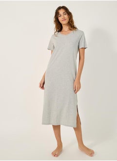 Styli LACE TRIM V NECK SIDE SLIT NIGHTDRESS - MIDI  - Image 1