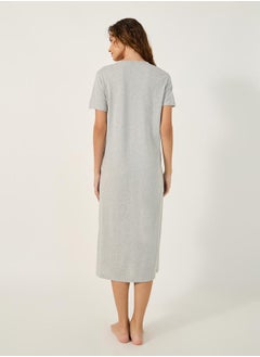 Styli LACE TRIM V NECK SIDE SLIT NIGHTDRESS - MIDI  - Image 4