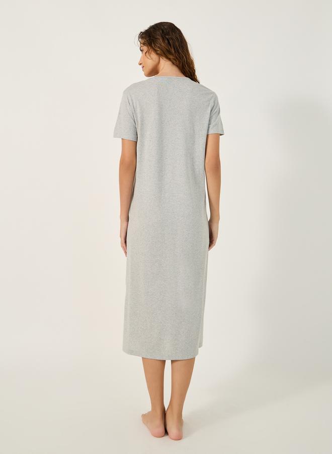 Styli LACE TRIM V NECK SIDE SLIT NIGHTDRESS - MIDI  - Image 4