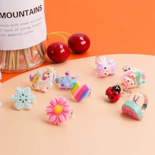 SOTOGO 50 Pieces Little Girl Rings Jewelry Rings Girl Pretend Play Ring and Dress up Ring, Little Girls Gift - Image 3