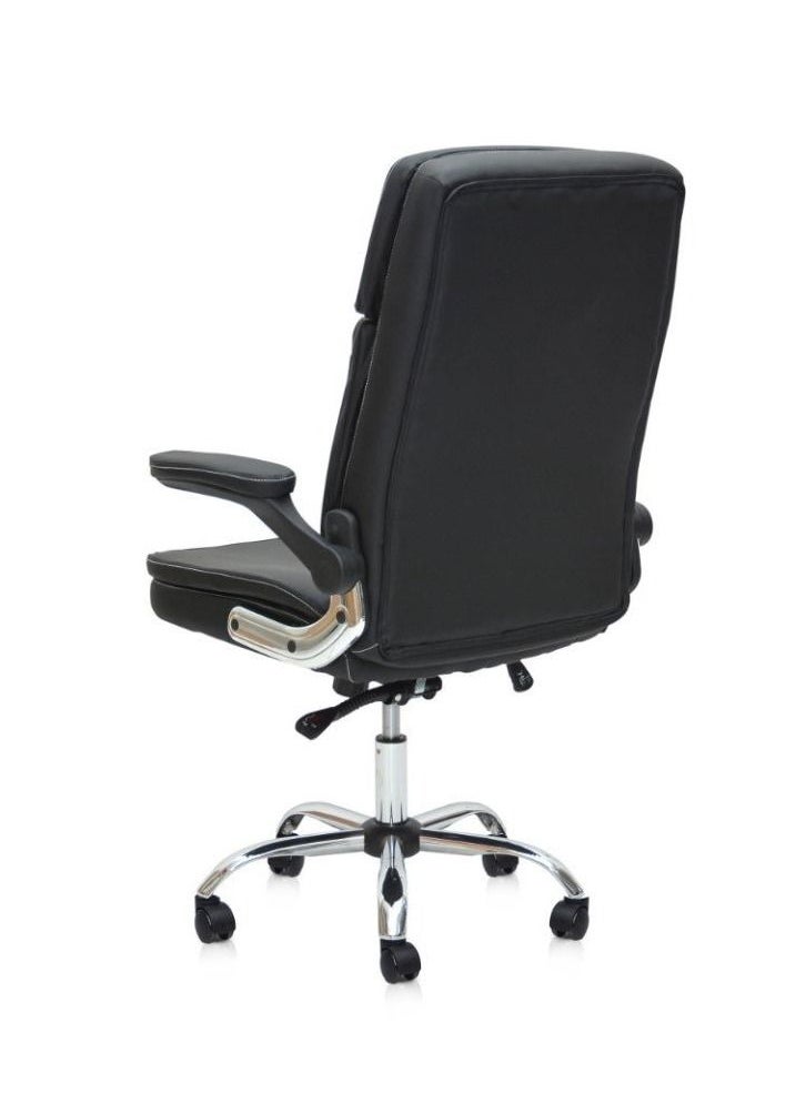 KARNAK Executive Office Gaming Chair Pu Leather 360° Swivel And Flip Up Armrest With Tilt Lock Mechanism Soft Foam And Well Padded Backrest Color - Black  - Image 3