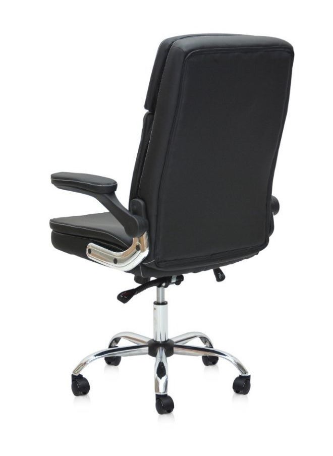 KARNAK Executive Office Gaming Chair Pu Leather 360° Swivel And Flip Up Armrest With Tilt Lock Mechanism Soft Foam And Well Padded Backrest Color - Black  - Image 2