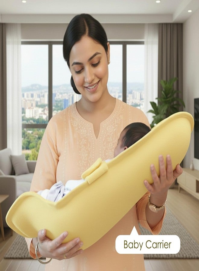BabyMoo وسادة الرضاعة والتغذية BabyMoo 2 في 1 | وسادة دعم الرضاعة الطبيعية للمواليد الجدد | حامل أطفال مائل ووسادة ناعمة | قابلة للغسل ومريحة - أصفر - Image 2