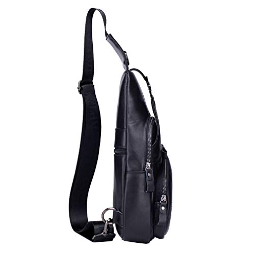 Hebetag Leather Sling Bag Crossbody Backpack for Men Women Outdoor Travel Shoulder Chest Pouch Casual Hiking Pack - Image 2