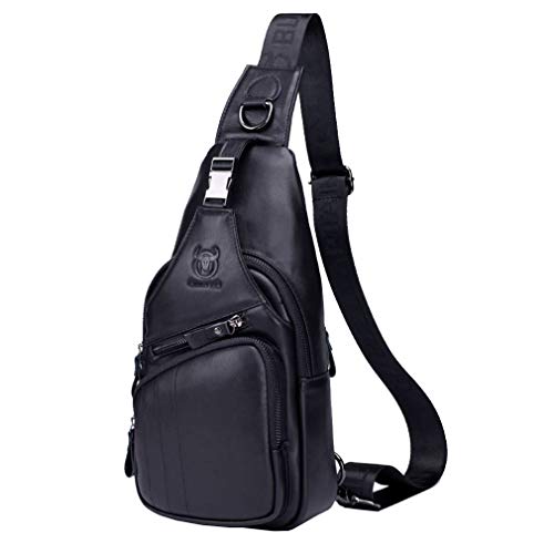 Hebetag Leather Sling Bag Crossbody Backpack for Men Women Outdoor Travel Shoulder Chest Pouch Casual Hiking Pack - Image 1