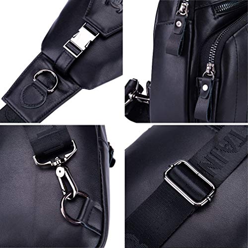 Hebetag Leather Sling Bag Crossbody Backpack for Men Women Outdoor Travel Shoulder Chest Pouch Casual Hiking Pack - Image 5