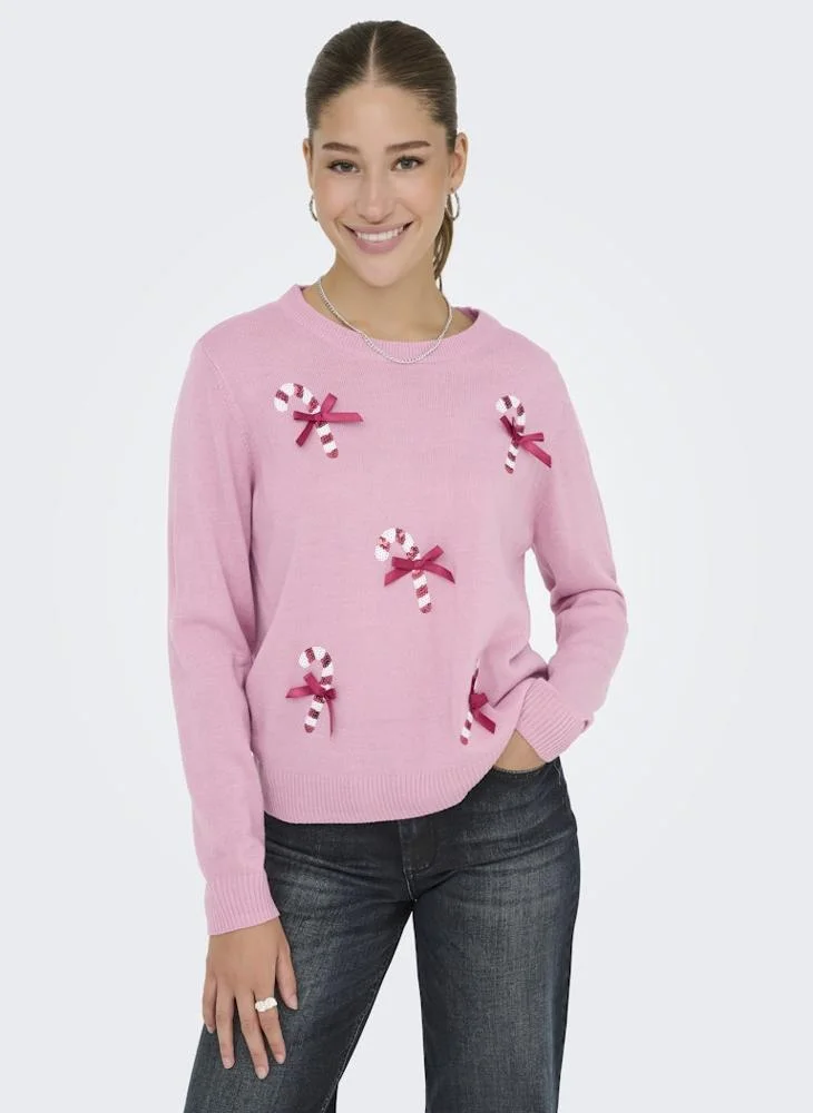 ONLY ONLXMAS SHINE Long Sleeve ONECK Knitted sweater