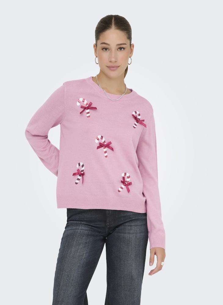 ONLY ONLXMAS SHINE Long Sleeve ONECK Knitted sweater - Image 3