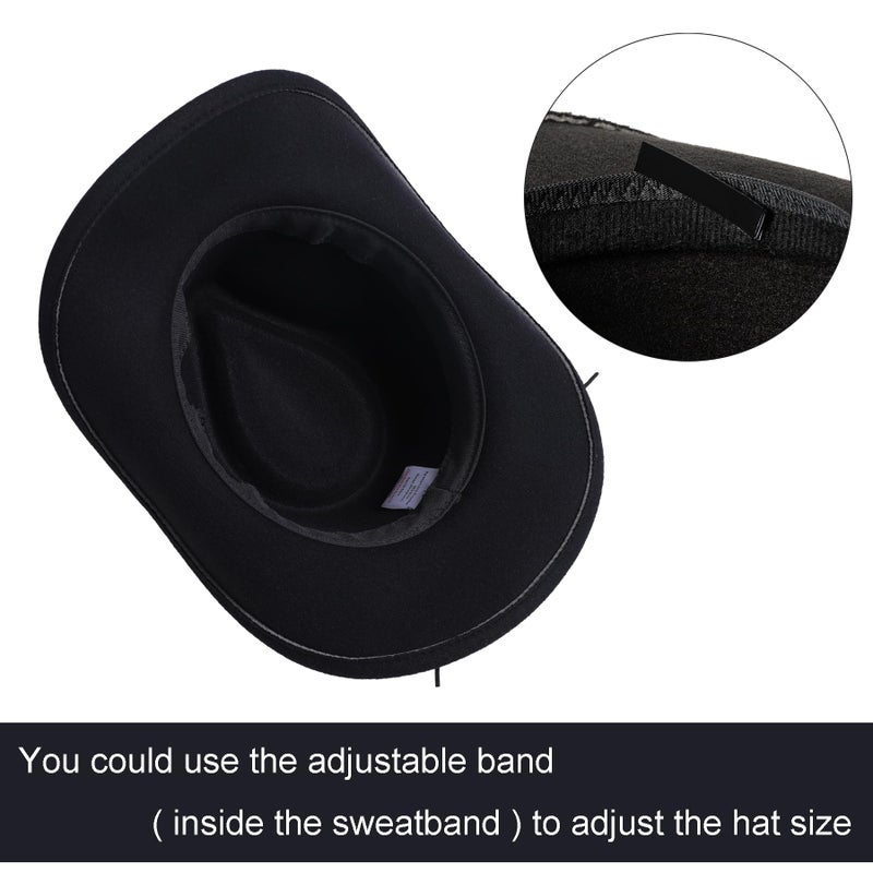 Jastore Western Cowboy Hat for Kids Boy Girl Classic Cowboy Cowgirl Dress Up Hat with Buckle Belt(Black, 3-5 Years) - Image 4