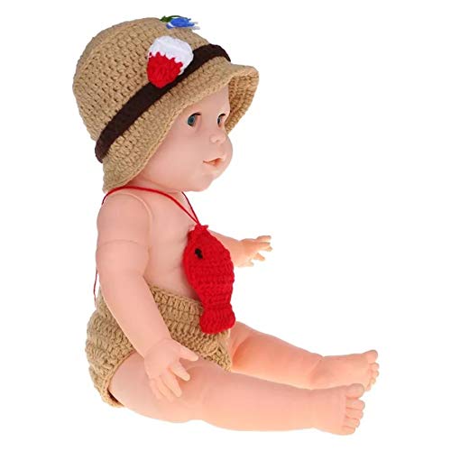 A-cool Newborn Photography Props Baby Photo Outfits Crochet Fishing Fisherman & Fish Hat Diaper （0-12 Months） - Image 2