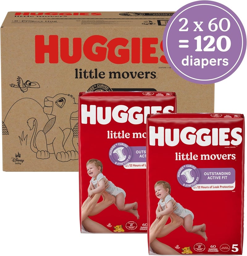 Huggies Little Movers Baby Diapers, Size 5 - Image 2