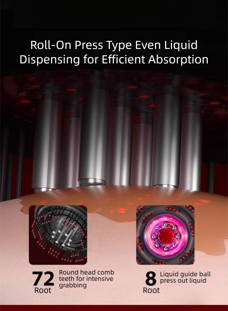 أونليماي فقط جهاز تدليك فروة الرأس الكهربائي مع EMS والعلاج بالضوء الأحمر لنمو الشعر - مشط توزيع زيت الشعر، جهاز تدليك عميق محمول للعناية بفروة الرأس والاسترخاء وتسكين الألم ومنع تساقط الشعر (أحمر) - Image 4